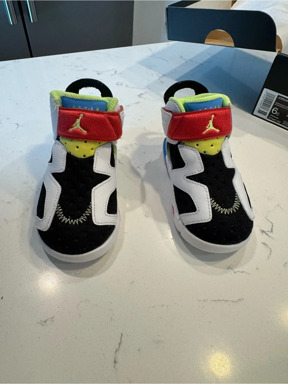 Air Jordan 6 Retro Little Flex Toddlers Size 6C Sneakers Multi White CT4417-103